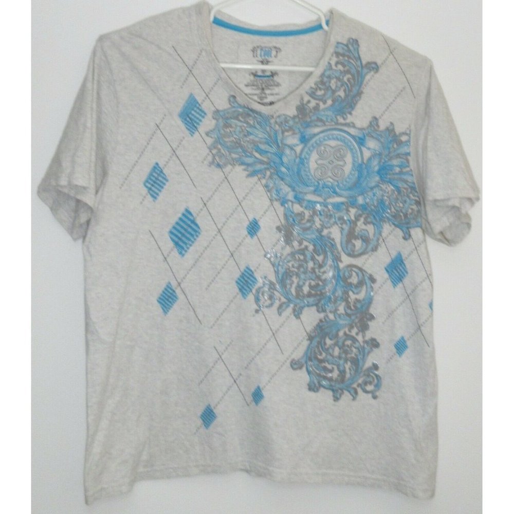 Vintage LL Cool J 1984 Legendary Icon V-Neck Men's Grey T-Shirt Blue & Grey XL